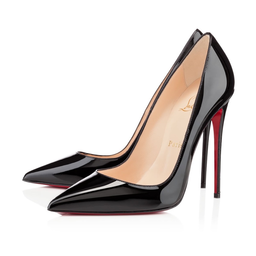 Christian Louboutin So Kate 120 mm Patent Calf Leather Pumps Black Size 39.5 NEW